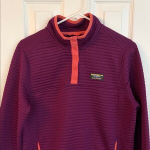 L.L. Bean Plum Pullover with Coral Trim